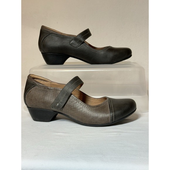 Taos Womens Mambo Leather Mary Jane Heel 1.5 " Gray Size 8 Comfort - Picture 2 of 8